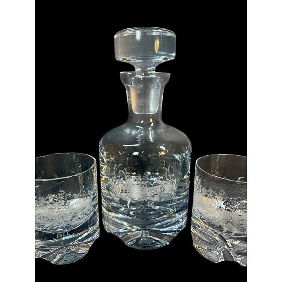 Krosno Poland 6 Heavy Bottom Bar Glasses And Decanter - Picture 4 of 12